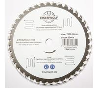 Eisenwolf Lama per sega circolare 190 x 16 mm, completamente temprata e tesa, durevole e resistente, per legno con 40 denti TCT inclinati e tagli laser per ridurre il rumore