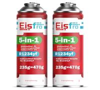 Eisfro 5-in-1 - 2x refrigerante R1234yf per climatizzatori auto con olio, Stop-Fuite, tracciante UV e disidratante - Applicazione rapida - Protegge il compressore - 235 g per confezione
