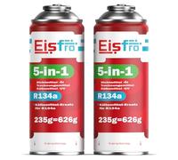 Eisfro 5-in-1 - 2x refrigerante R134a da 235 g per climatizzatori auto con olio, anti-perdita, tracciante UV e disidratante - Protegge il compressore