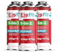 Eisfro 5-in-1 - 3x refrigerante R1234yf per climatizzatori auto con olio, sigillante, tracciante UV e disidratante - Applicazione rapida - Protegge il compressore - 235 g per confezione