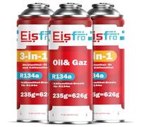 Eisfro - Kit con 1x gas di ricarica R134a e 2x refrigerante R134a 3in1 per climatizzatori con sigillante e olio - Kit di ricarica per climatizzatori auto - 3x 235 g