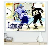 Eishockey - Kampf um den Puck (hochwertiger Premium Wandkalender 2026 DIN A2 quer), Kunstdruck in Hochglanz: Dynamische Actionszenen und faszinierende Eindrücke aus der Welt des Eishockeysports