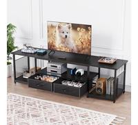 eiskah Mobile TV industriale moderno con cassetti in tessuto e ripiani aperti, 62,99 "L x 15,75" W x 22,83" H, nero, per TV da 75 70 65 pollici, soggiorno, camera da letto, ufficio