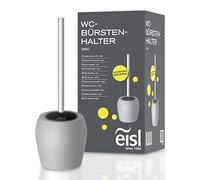 EISL BA0101 - Portascopino per WC, colore: grigio, con base e contenitore interno, con testa e supporto rimovibile, salvaspazio
