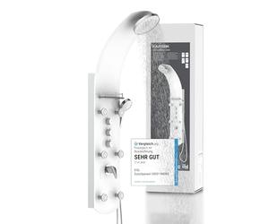EISL Caraibi, pannello doccia con getto benessere, con 6 ugelli per il massaggio, in vetro di sicurezza colorato, Bianco, ORSP-YMSBW