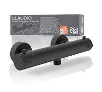 EISL CLAUDIO CLT168ACRBL - Rubinetto per doccia con termostato nero, con blocco di sicurezza a 38 °C, rubinetto doccia con funzione di risparmio dell'acqua, colore: Nero