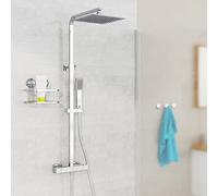 EISL DX1104CST Calvino-Sistema, Set Completo con doccetta Pioggia con Staffa a Parete e termostato, Colonna Doccia, Finitura cromata