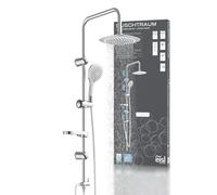 EISL DXLD60087CS Set doccia senza rubinetto, grande colonna doccia a pioggia con soffione e doccetta, ideale per l'installazione successiva, doccia a pioggia, cromo/bianco