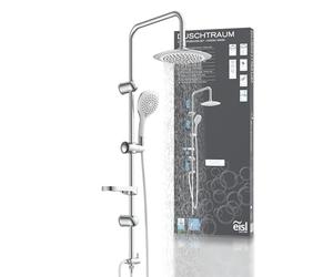 EISL DXLD60087CS colonna doccia senza miscelatore, doccia con ampio getto a pioggia (⌀200mm) e doccetta, colonna doccia, ideale per il retrofit, cromo/bianco