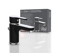 EISL NI075DINBCR DIZIANI - Rubinetto per lavabo, colore: nero, miscelatore monocomando con scarico, miscelatore per lavabo, rubinetto da bagno, nero/cromato