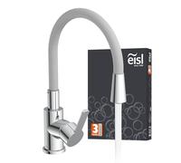EISL NI186FLHG Flexo Rubinetto miscelatore per lavello grigio chiaro/cromato, flessibile rubinetto da cucina a risparmio energetico e acqua, rubinetto miscelatore monocomando con rotazione a 360°