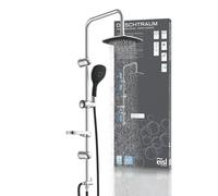 EISL DXLD60088CS Set doccia senza rubinetto, grande colonna doccia a pioggia con soffione e doccetta, ideale per l'installazione successiva, doccia a pioggia, cromo/nero