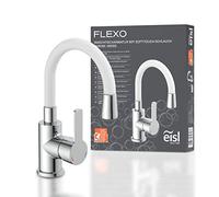 EISL NI075FLCRW FLEXO - Miscelatore per lavabo con bocca flessibile, rubinetto per bagno, rubinetto per bagno, cromo/bianco