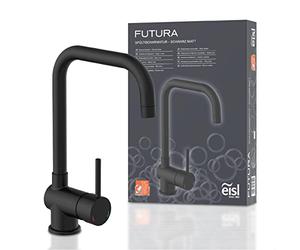 EISL Rubinetto per lavello FUTURA nero con beccuccio alto, girevole a 360°, rubinetto a risparmio energetico cucina, miscelatore monocomando, NI182GABL