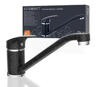 EISL Rubinetto per lavello, rubinetto da cucina, girevole a 360°, ideale per doppio lavello, miscelatore monocomando, NI182SMCR, granito/nero