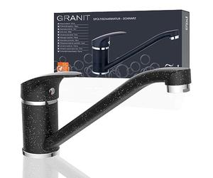 EISL Rubinetto per lavello, rubinetto da cucina, girevole a 360°, ideale per doppio lavello, miscelatore monocomando, NI182SMCR, granito/nero