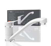 EISL SPEED NI182SCR-W Rubinetto lavello cucina, miscelatore cucina girevole a 360°, ideale per il doppio utilizzo con una sola mano, rubinetto cucina, bianco/cromo