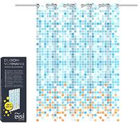 EISL Tenda da doccia in tessuto con motivo (180 x 200 cm) per vasca da bagno, lavabile, antimuffa, con rivestimento impermeabile, completamente oscurante, mosaico blu