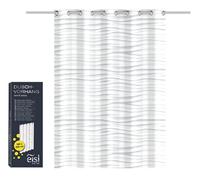 EISL Tenda da doccia in tessuto con motivo (180 x 200 cm) per vasca da bagno, lavabile, antimuffa, con rivestimento impermeabile, completamente opaca, White Wave
