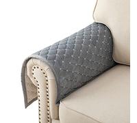 Eismodra Armrest Covers,Couch Cover,Sofa Cover,Backrest Covers,Anti-Slip Armchair Slipcovers for Dogs Cats Pet Loveseat Recliner Leather L Shaped,Light Gray 28 x 28 Inches (Only 1 Piece)