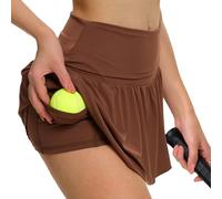 Eisnnu Gonna Corta da Tennis da Donna Elastico in Vita, Gonna Corta con Pantaloni, Gonna Estiva da Skater Sportiva (IT, Testo, S, Regular, Regular, Marrone)