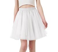 Eisnnu Gonna Tulle da Donna Classico Elastico 3 Strati Tutu Gonna in Tulle,Bianco Nero Rosa per Carnevale Halloween Fancy Dress Natale Cosplay (IT, Testo, Taglia Unica, Regular, Regular, Bianco)