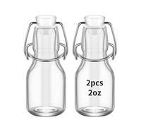 eispap 2 piccole bottiglie in vetro con tappo basculante da 56,7 g, con coperchio ermetico per birra fatta in casa, bevande, olio, aceto, acqua, bibite, limoncello, liquori fatti in casa, vaniglia