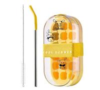 Eiswürfelschale Touch Free - 2-in-1 Eisbereiter Flasche | Wiederverwendbare Eisbox Mit Strohhalm | Tragbare Eismaschine Für Camping Outdoor Cocktail, Inklusive Reinigungsbürste Aufkleber, 22x11cm