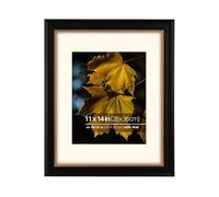 Eitida Cornice Retrò in Legno con Passepartout Portafoto Elegante 28x36 cm, Vetro Vera, Nero e Oro, Per Foto 20x25 cm, Quadri, Stampe e Opere d'Arte Ideale per Casa, Ufficio o Regalo