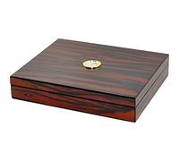 Eitida Humidor da tavolo per 20 sigari, fatto a mano con legno di cedro, umidificatore, igrometro ermetico, regalo per uomini, marrone macassar