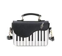 WILDFINDING Piano Music Notes PU Leather Shoulder Tote Bag Purse Crossbody Handbag for Women Girls (Black), 14cm