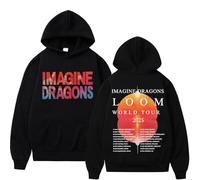 EIUIIOXU Felpa con Cappuccio Stampata Imagine Dragons Band World Loom Tour 2025, Abbigliamento Vintage Hip Hop, Moda estetica, Uomo e Donna