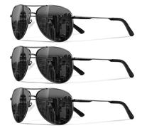 Eiuizah Occhiali da sole polarizzati da aviatore per uomo e donna, occhiali da sole classici per guida e pesca con protezione UV, A11 (confezione da 3) Nero/Nero/Nero, Standard