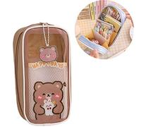 Eivdru Astuccio Kawaii, Forniture Scolastiche Estetiche, Grande Capacità Trasparente per Ragazze, Organizzatore di Matite, Marrone, Moderno