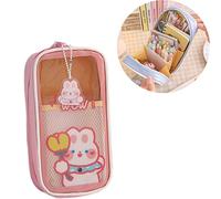 Eivdru Kawaii Pencil Case, School Stationary, Aesthetic Cute Pencil Case for Girls Clear Large Capacity Pencil Organizer Bag, Kawaii School Supplies Pencil Case(Pink)