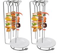 Eivdru Rastrelliera da appendere per kebab in acciaio inossidabile, supporto verticale per spiedini per barbecue, bastoncini riutilizzabili per grigliare carne e barbecue (2 set)