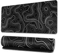 Eivdru Tappetino per mouse tastiera in gomma con contorno topografico esteso per computer, base antiscivolo da 3 mm