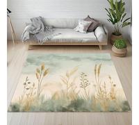 EIWAXU Tappeto a pelo corto con spighe di grano dorate, tappeto da comodino sfumato ad acquerello, morbido, antiscivolo, lavabile, tappeto per soggiorno 250x280cm/98x110in