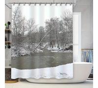 EIWAXU Tenda da doccia con motivo Winter Wonderland e foresta innevata, per la decorazione della casa, tende da bagno resistenti alla muffa 90x150cm/35x59in(Larghezza X Altezza)