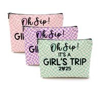 EIXU Borsa per cosmetici per ragazze e fine settimana, idea regalo divertente per donne e spose, 3Pieces Oh A GirlTrip 2024 3, 10*7*2 inches