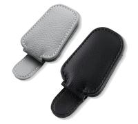 EIYVPRA 2 Pezzi Porta Occhiali Auto, Vera Pelle Porta Occhiali Auto-Clip Portaocchiali Auto-Occhiali per Auto, Magnetico Portaocchiali Auto, Universale Porta Occhiali da Sole, Clip per Biglietti