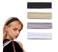 EIYVPRA Cotone Fascia Capelli Donna Uomo, 4 Pezzi Fascia Capelli Donna, Headband Antiscivolo Fascia per Capelli Elastiche,F ascia Capelli Sport Yoga Esercizio Fitness Per Capelli Donna Uomo