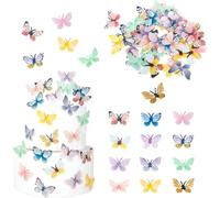 EIYVPRA Mixed Butterfly Fiori per Torte, 72 Pezzi Farfalle Decorative Torta, Farfalla Cupcake Toppers, Decorazioni per Cupcake a Forma di Farfalla, per Matrimoni, Compleanni e Feste