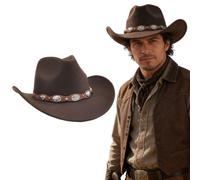 EIYVUAL Cappello Cowboy Similpelle, 1 Pezzi Cappello da Cowboy per Adulti, Accessorio per Costume per Feste del Vecchio West, Texas e Carnevale - Ideale per Cosplay e Halloween