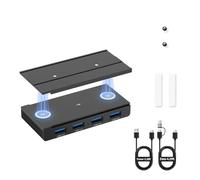 EJAY Hub USB 3.0 magnetico a 4 porte, trasferimento dati ad alta velocità da 5 Gbps, include guida scorrevole, viti e cuscinetti adesivi per MacBook e PC, nero