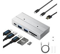 EJAY Hub USB C magnetico 7 in 1 con HDMI 4K e ricarica PD da 100 W, hub USB 3.0 da 10 Gbps, 2 porte USB-A, lettore di schede SD/TF, include guida scorrevole per MacBook Pro/Air, Dell XPS, laptop