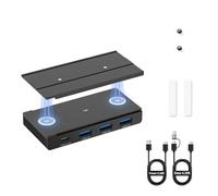 EJAY Hub USB magnetico a 4 porte, 3 porte USB 3.0 + 1 porta di tipo C, trasferimento dati da 5 Gbps, include guida scorrevole, viti e cuscinetti adesivi, compatibile con MacBook, laptop, PC, nero