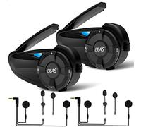 EJEAS Q7 Interfono Moto Bluetooth Coppia, Aggiornato Bluetooth 5.1 Sistema di Comunicazione Interfono Casco Moto con Effetto Sonoro Stereo, Funzione FM e Associazione Rapida (Confezione da 2)