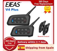 EJEAS V4 Plus Interfono Bluetooth 5.1 per Casco Moto, Comunicazione tra 4 Persone, Distanza 1500 Metri, Impermeabile IP65