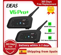 EJEAS V6 PRO+ Auricolare Bluetooth interfono per casco moto con comunicatore interfono BT 800M 6 ciclisti Lettore musicale impermeabile